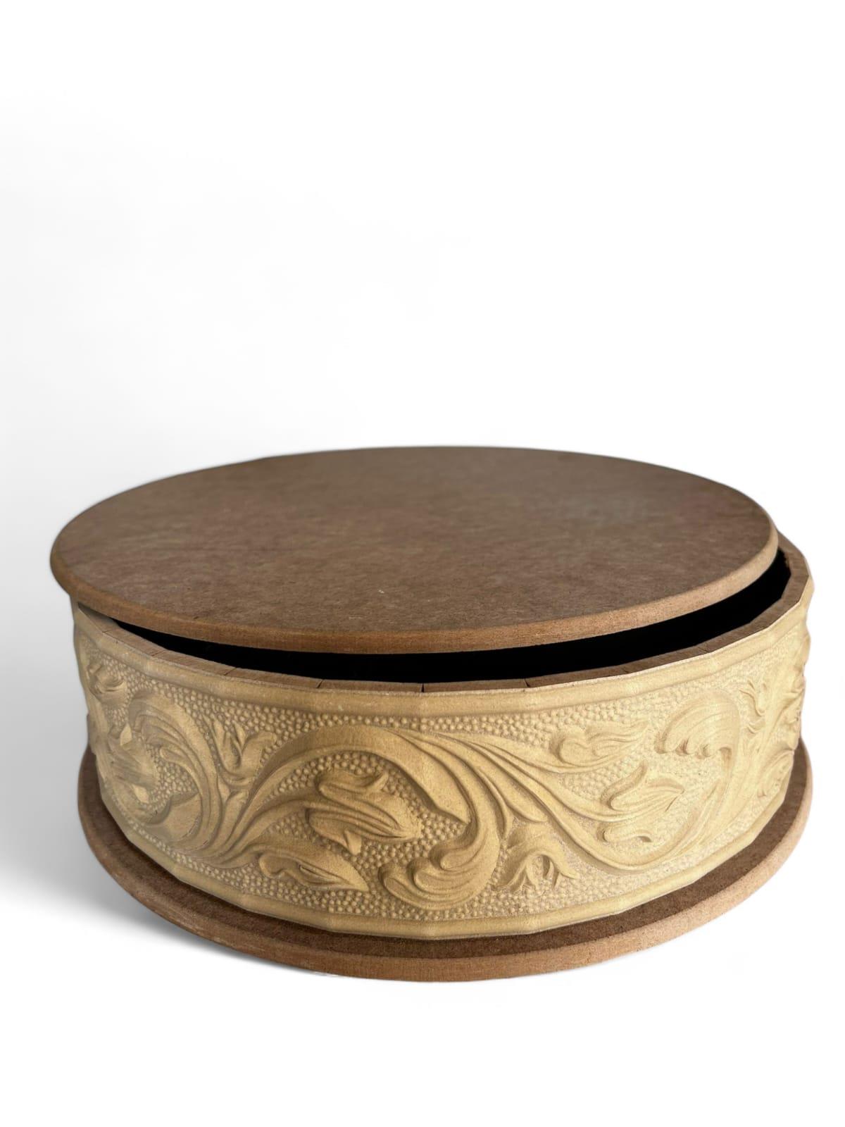 YARI BAROK OYMALI İNCE KENARLI YUVARLAK KUTU