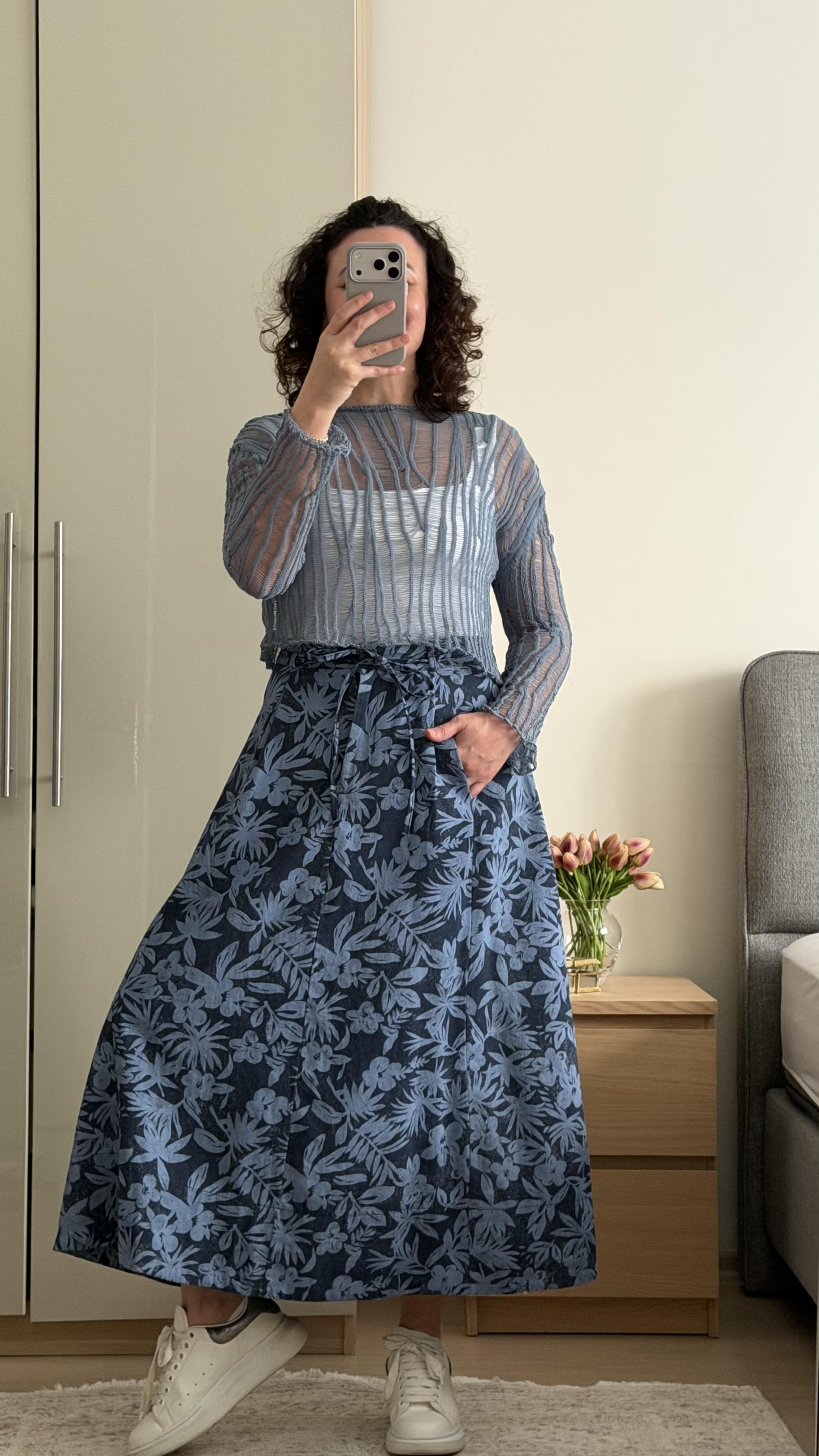 CEPLİ ÇİÇEK DESENLİ ETEK