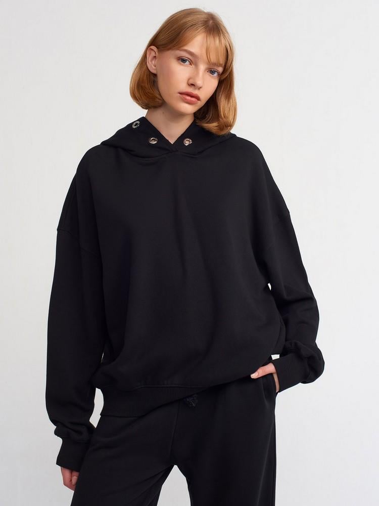KAPŞONU KUŞ GÖZÜ DETAY HAVLU SWEATSHIRT