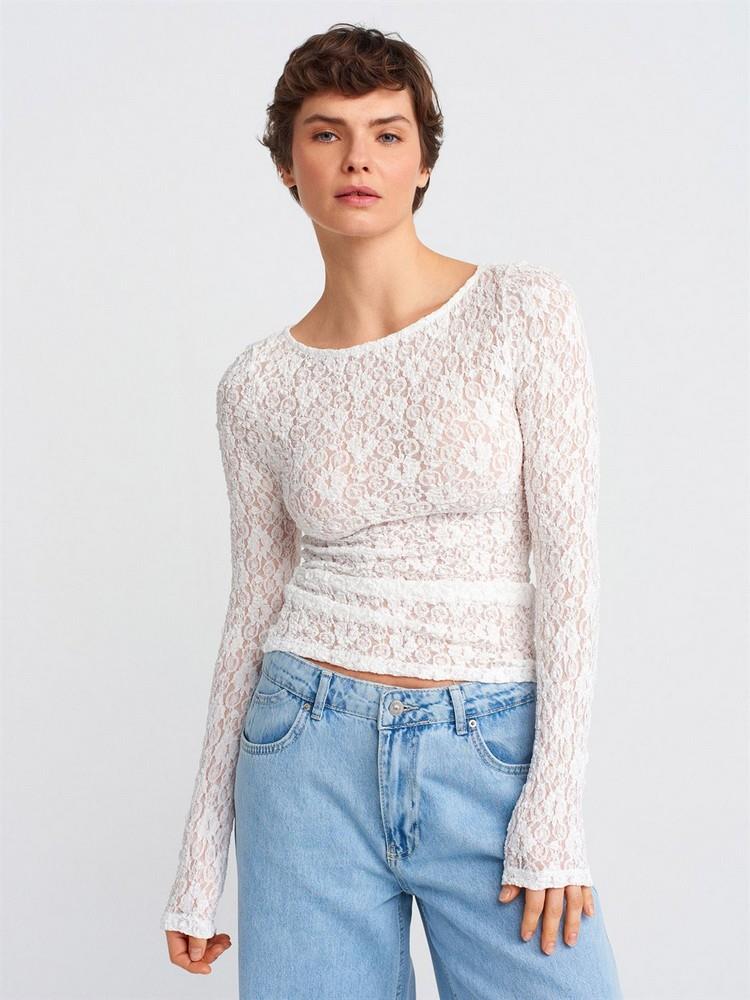 DİLVİN KAYIK YAKA DANTEL TOP