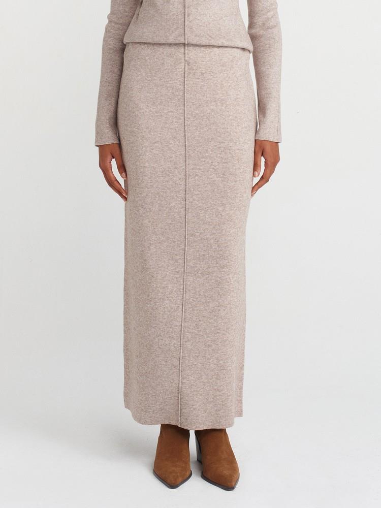 YIRTMAÇ DETAY MİDİ TRİKO ETEK