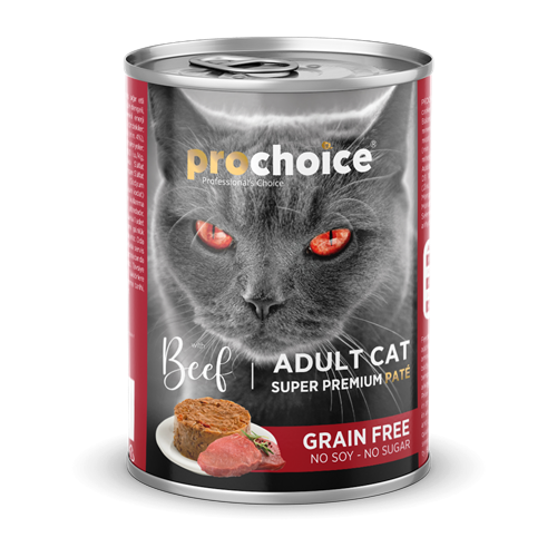 Prochoice Yetişkin Kediler İçin, Tahılsız, Sığır Etli Ezme Konserve 12x400 gr