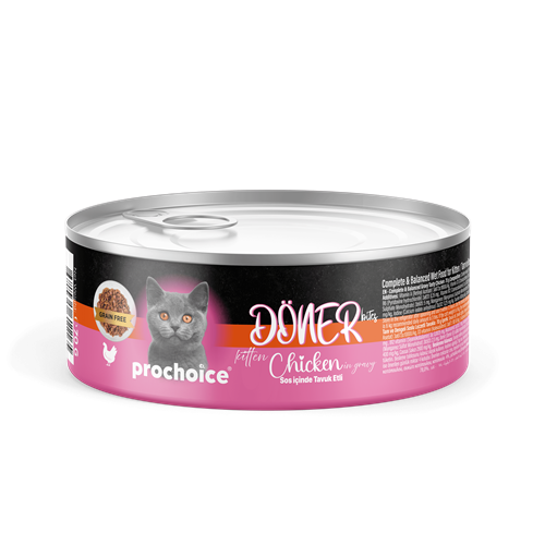 Prochoice Döner Chicken, Sos İçinde Tavuk Etli Tam & Dengeli Yavru Kedi Konservesi 12x70 gr
