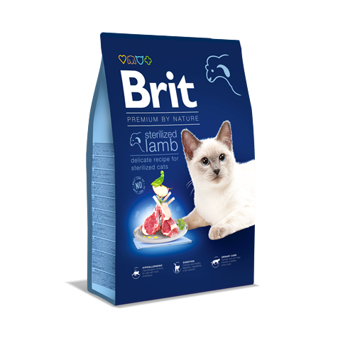 Brit Premium By Nature Kısırlaştırılmış Kediler İçin, Kuzu Etli Kuru Mama 8 kg