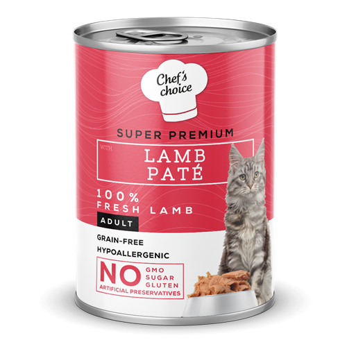 Chefs Choice Yetişkin Kediler İçin, Tahılsız, Hipoalerjenik, Kuzu Etli Ezme 12x400 gr