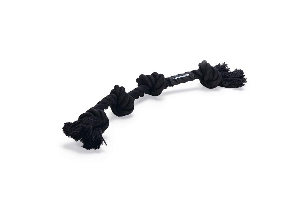 Beeztees Köpek Oyuncağı, Dört Düğümlü Diş İpi, Pamuk İplerden, Siyah, 40x5,5x4,5cm, 140gr