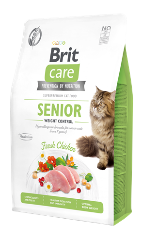 Brit Care Kilo Kontrolü İhtiyacı Olan Yaşlı Kediler İçin, Tahılsız, Hipoalerjenik, Taze Tavuk Etli Kuru Mama 2 kg