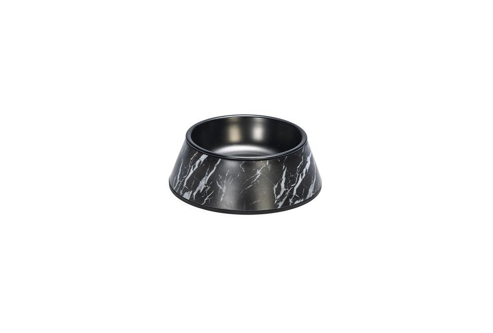 Beeztees DBL Köpek Mama Su Kabı, Mat Siyah Paslanmaz Çelik, Siyah Mermer Görünümlü, 14cm, 160ml