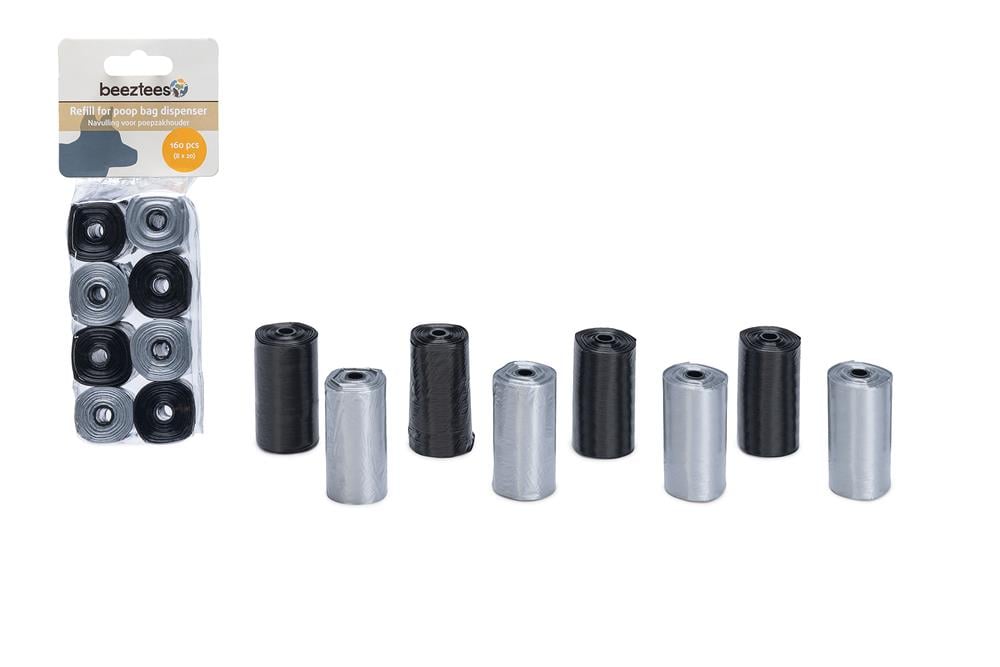 Beeztees Köpek Dışkı Toplama Poşeti, Siyah Gri, 8x20Adet