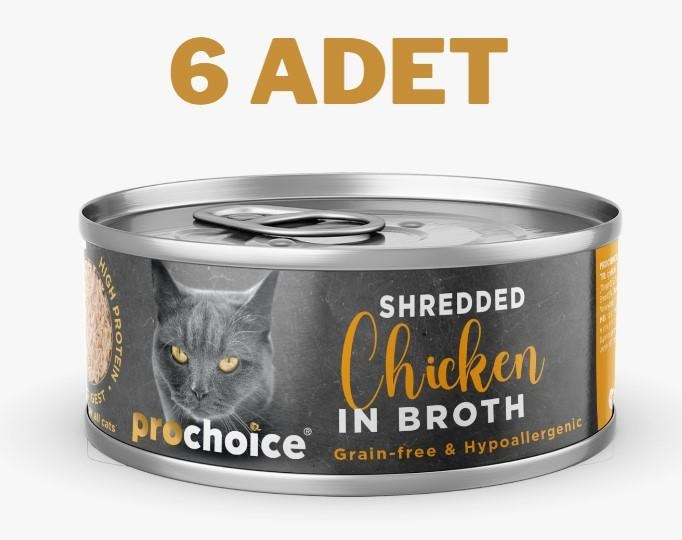ProChoice Deluxe Shredded Chicken Kedi Konservesi 6x70 gr