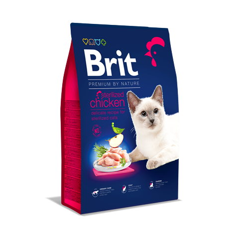Brit Premium By Nature Kısırlaştırılmış Kediler İçin, Tavuk Etli Kuru Mama 8 kg