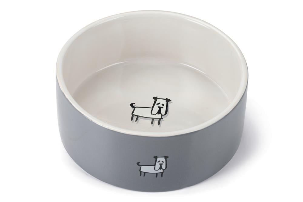 Beeztees Köpek Mama Su Kabı, Seramik, Beyaz Gri, 21,5cm, 2000ml