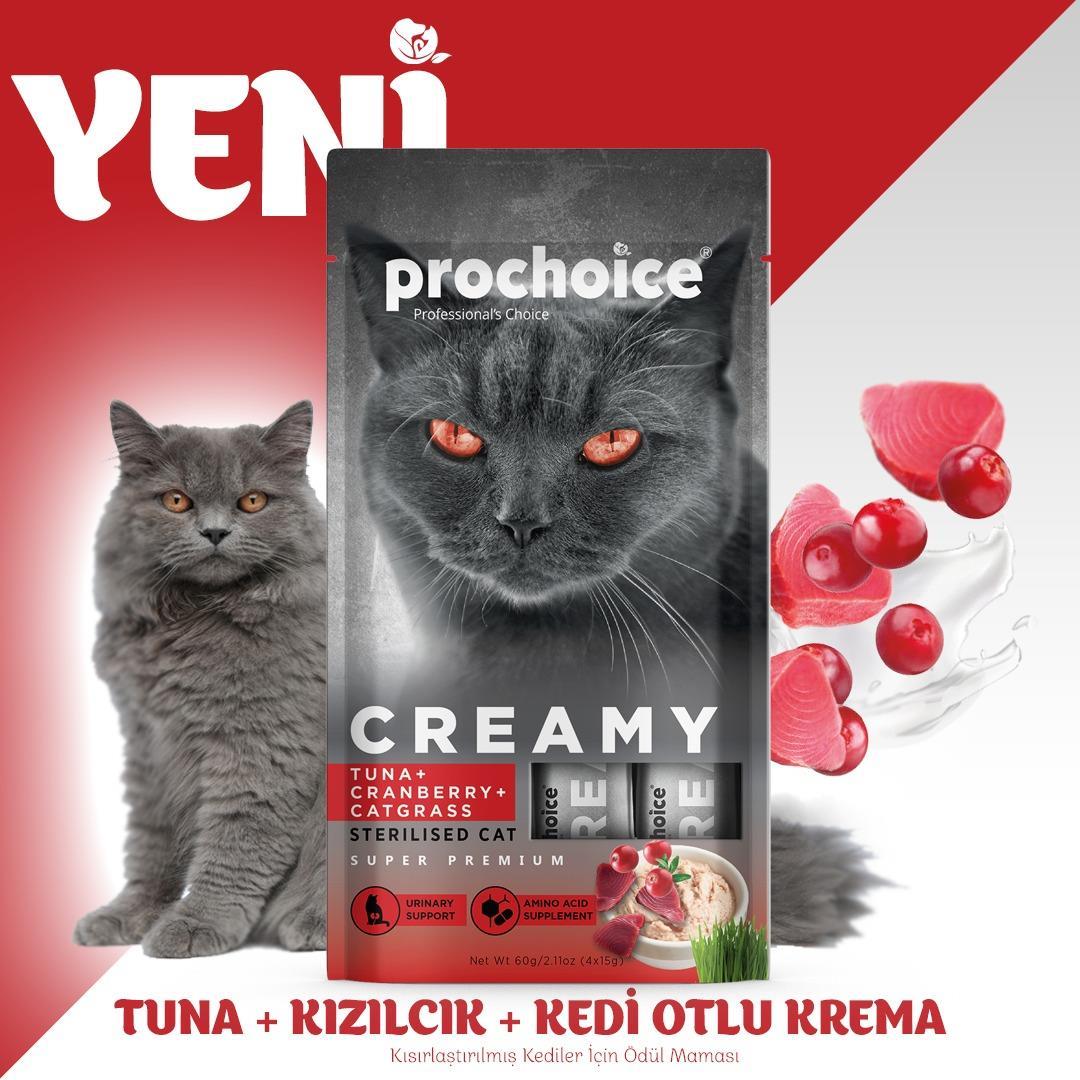ProChoice Creamy Ton Balığı &  Kızılcık ve Kedi Otlu Krema Kedi Ödülü 4x15 Gr