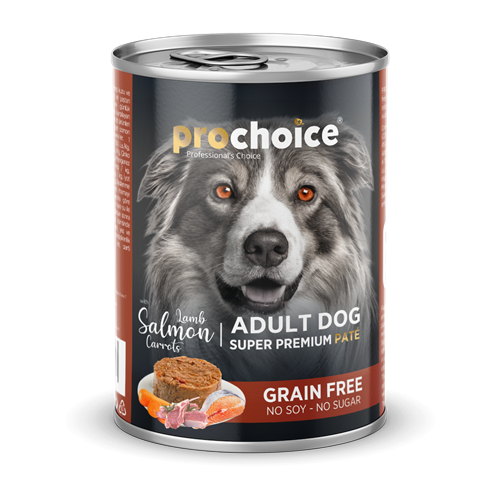 Prochoice Yetişkin Köpekler İçin, Tahılsız, Kuzu Etli, Somon Balıklı Ve Havuçlu Ezme Konserve 12x400 gr