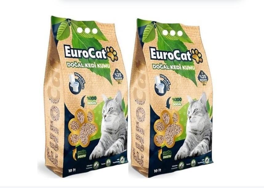 EuroCat Hızlı Topaklaşan Doğal Kedi Kumu 10 Lt 3.75 Kg 2 ADET