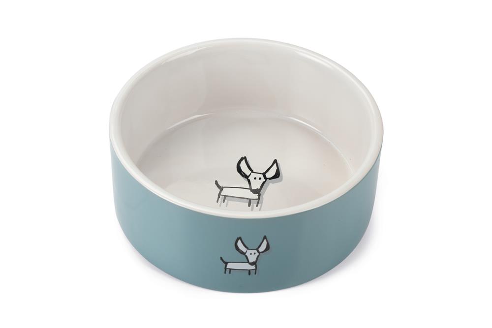 Beeztees Köpek Mama Su Kabı, Seramik, Beyaz Turkuaz, 18,5cm, 1400ml