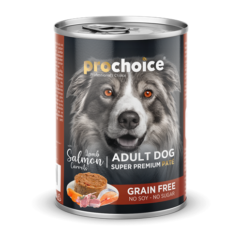 Prochoice Yetişkin Köpekler İçin, Tahılsız, Kuzu Etli, Somon Balıklı Ve Havuçlu Ezme Konserve 12x400 gr