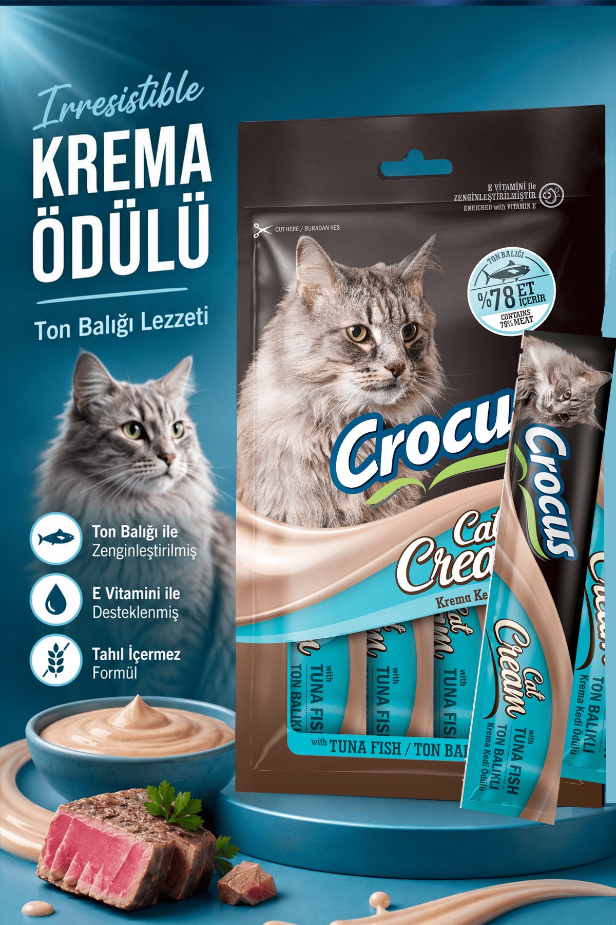 Crocus Ton Balıklı Krema Kedi Ödülü 4x15g