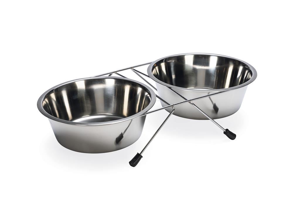 Beeztees Köpek İkili Mama Su Kabı, Paslanmaz Çelik, 20cm, 2x1800ml