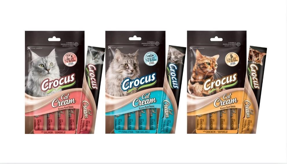 Crocus Tavuk,Ton, Somonlu Krema Kedi Ödülü 4x15gr 3 Paket