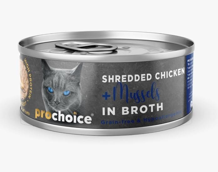 ProChoice Deluxe Shredded Chicken&Mussels Kedi Konservesi 70 gr