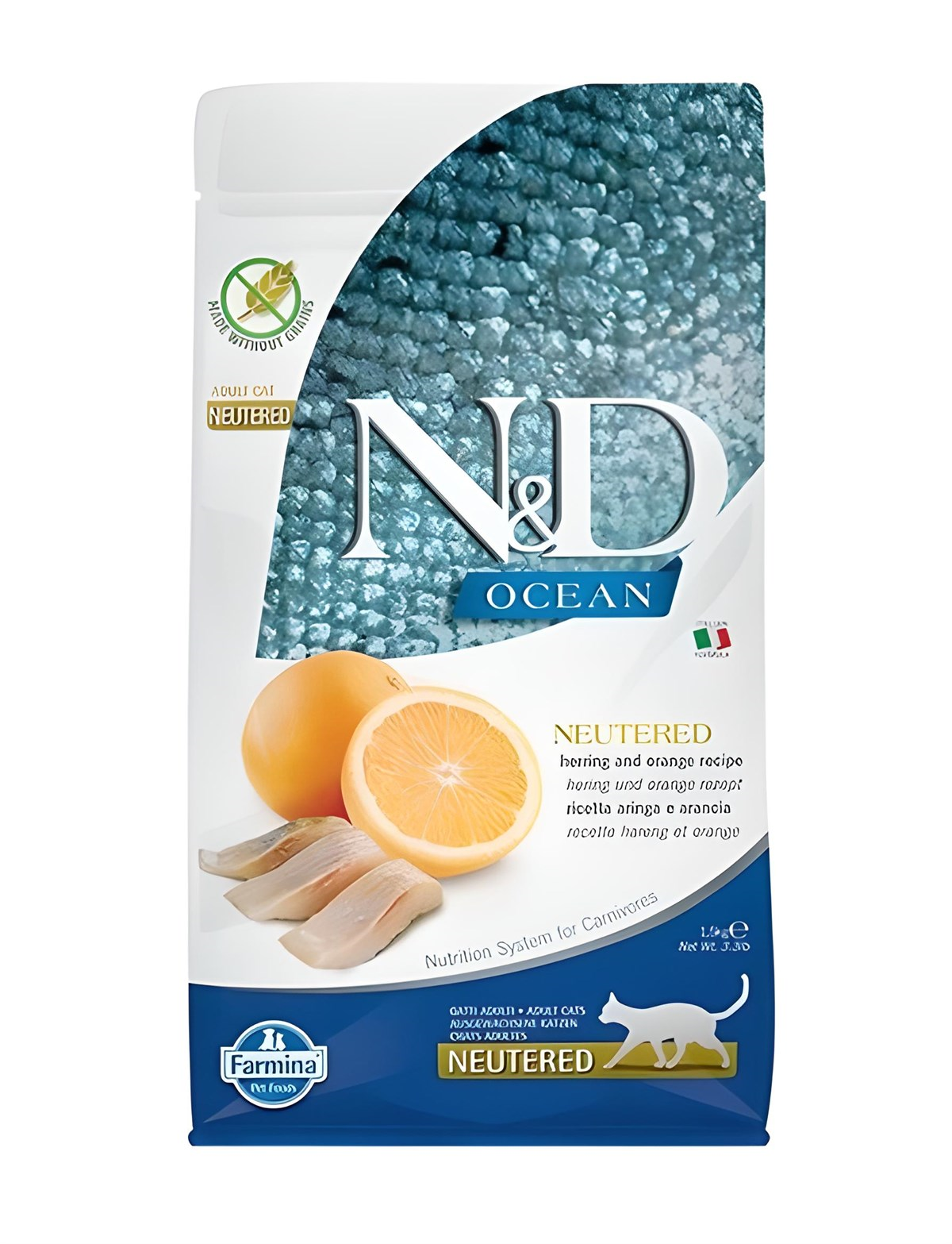 N&D Ocean Ringa Balık&Portakal Tahılsız Kısırlaştırılmış Kedi Maması 1,5 Kg