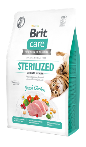 Brit Care İdrar Yolu Problemi Olan Kısırlaştırılmış Kediler İçin, Tahılsız, Hipoalerjenik, Taze Tavuk Etli Kuru Mama 2 kg