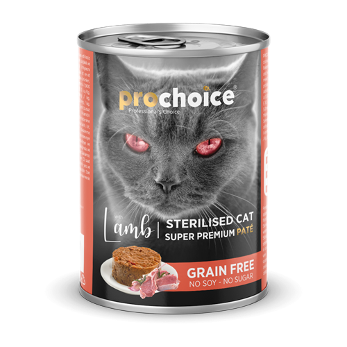 Prochoice Kısırlaştırılmış Kediler İçin, Tahılsız, Kuzu Etli Ezme Konserve 12x400 gr