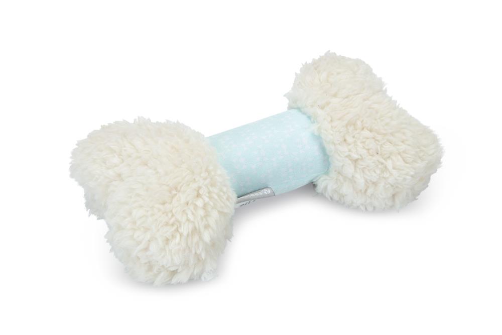 Beeztees Yavru Köpek Oyuncağı, Sesli, Kemik, Peluş, Beyaz, 21x10,5x5cm