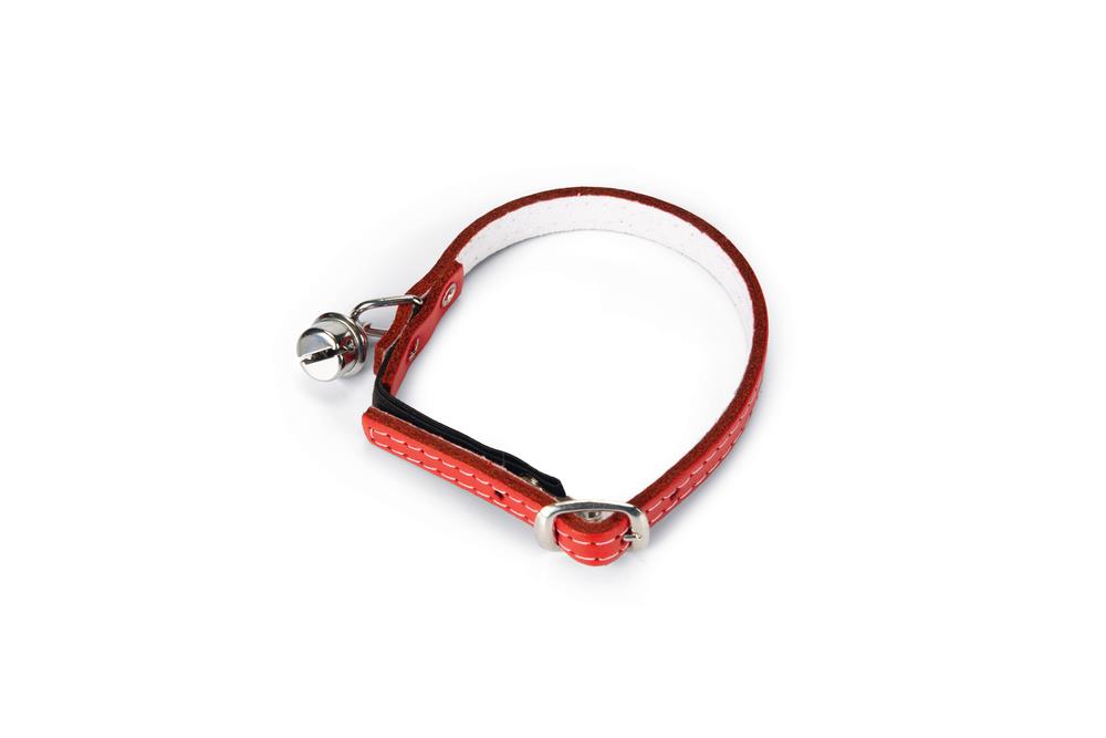 Beeztees Kedi Boyun Tasması, Deri, Zilli, Kırmızı, 24-29cm