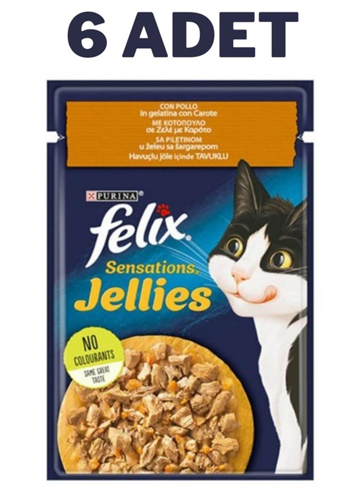 Felix Sensations Tavuk Havuç Jel Pouch Kedi Konservesi 6x85 Gr