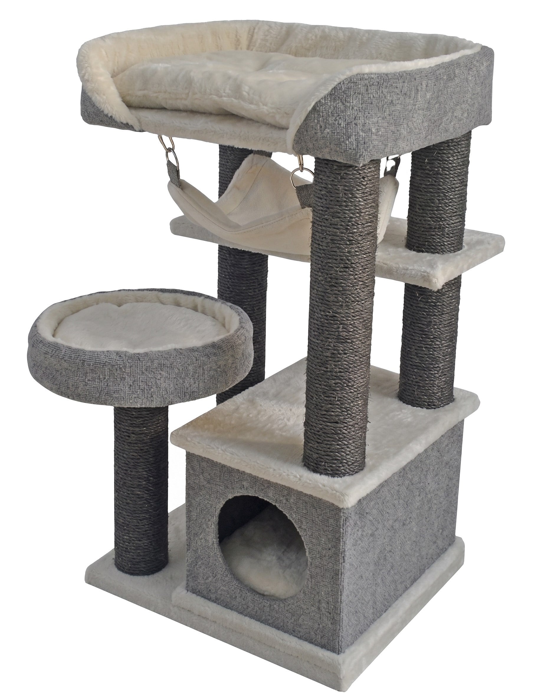 Tommy Çok Katlı Lüks Kedi 48x40x90 Evli Tırmalama Gri