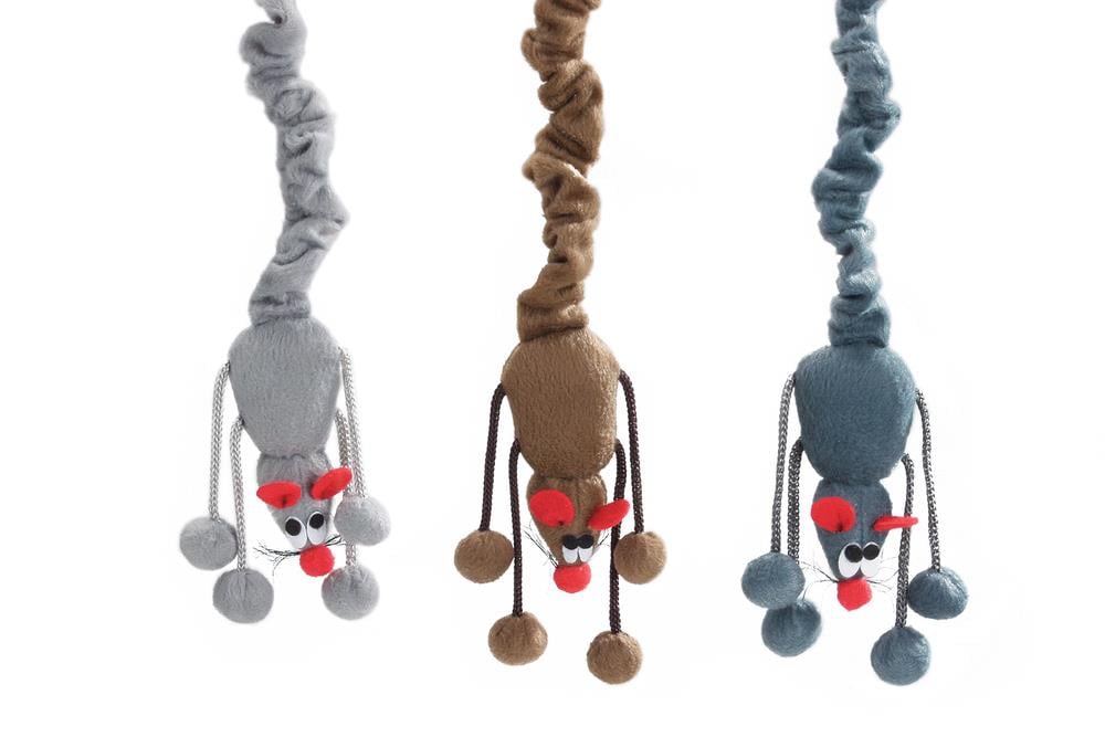 Beeztees Kedi Oyuncağı, Elastik Kuyruklu Fare, Asılabilir, Çeşitli Renklerde, 52cm