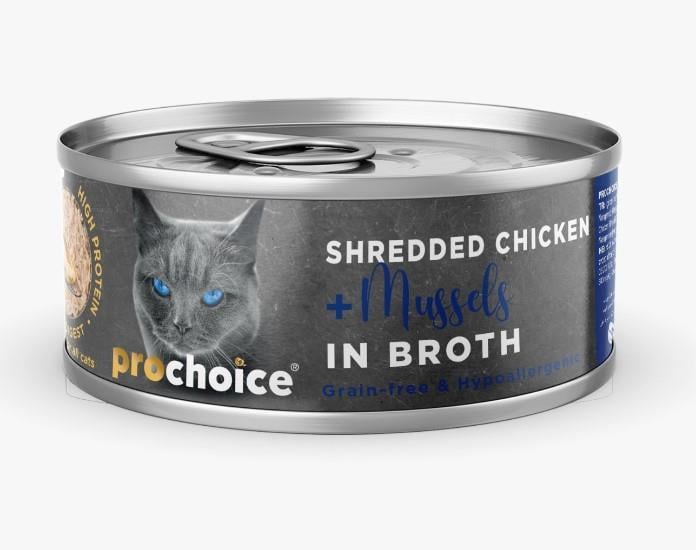 ProChoice Deluxe Shredded Chicken&Mussels Kedi Konservesi 70 gr