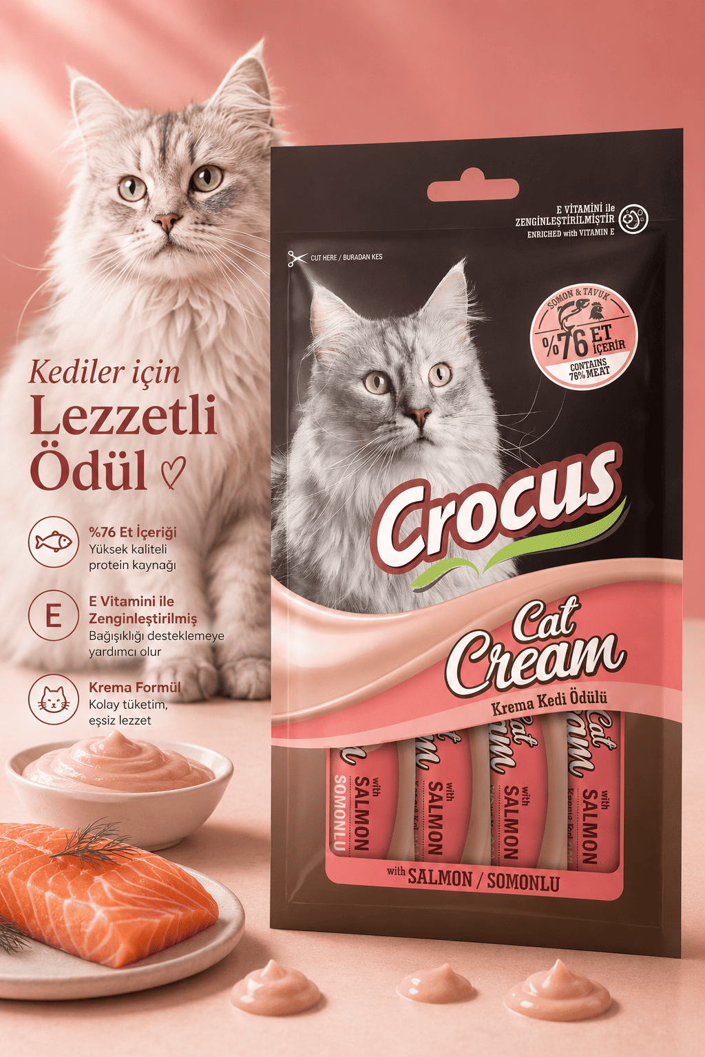 Crocus Somonlu Krema Kedi Ödülü 4x15g
