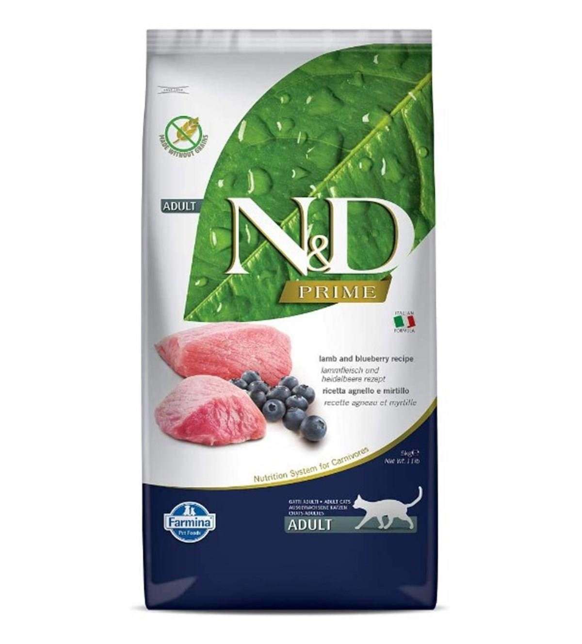 N&D Tahılsız Kuzulu Yaban Mersini Yetişkin Kedi Maması 10 Kg