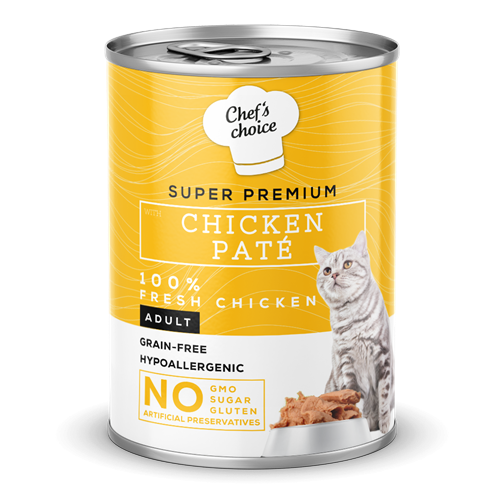 Chefs Choice Yetişkin Kediler İçin, Tahılsız, Hipoalerjenik, Tavuk Etli Ezme 12x400 gr