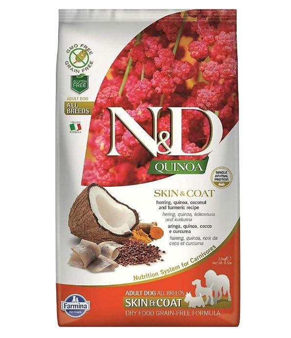 N&D Quinoa Skin&Coat Ringa Balıklı Mini Yetişkin Köpek Maması 2,5 Kg