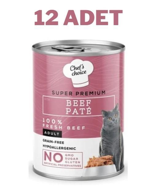 Chefs Choice Beef Biftekli Pate Kedi Konservesi 12x400 Gr