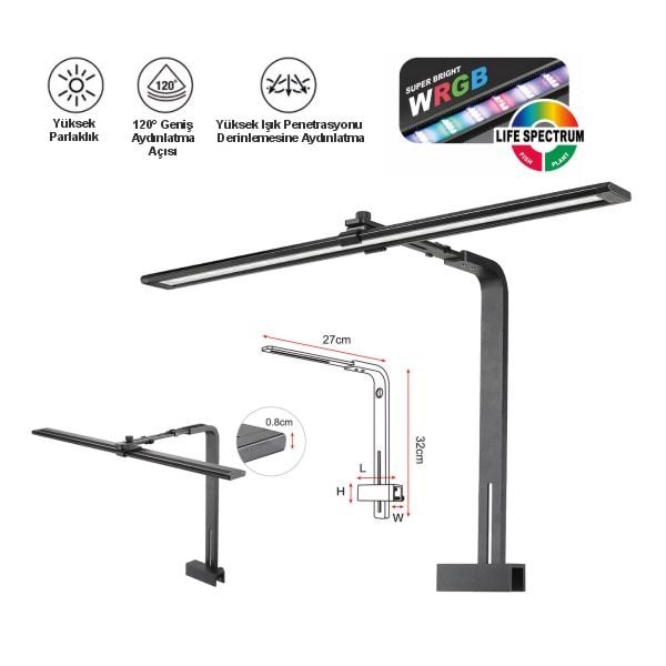 Coco 17W Askı Ayaklı Led Akvaryum Aydınlatma 48 Cm
