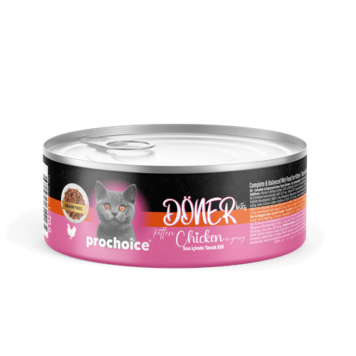 Prochoice Döner Chicken, Sos İçinde Tavuk Etli Tam & Dengeli Yavru Kedi Konservesi 12x70 gr