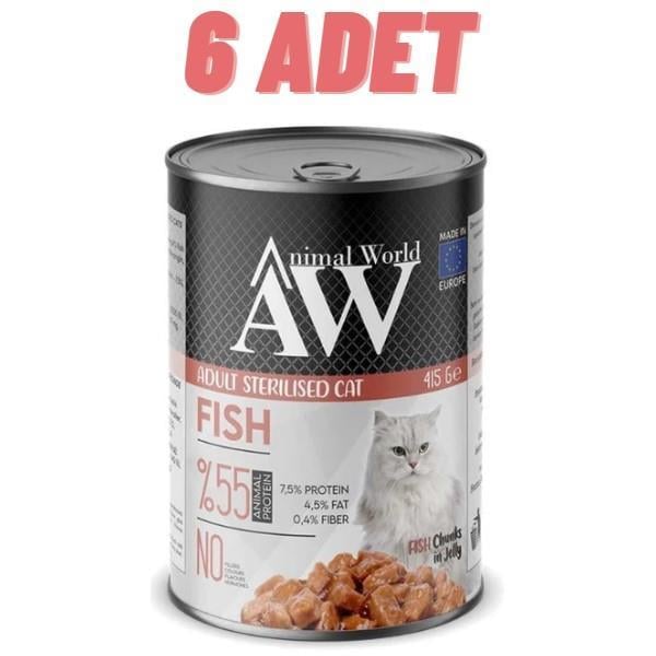 Animal World Sterilised Cat Fish Jelly Kedi Konservesi 6x415 Gr