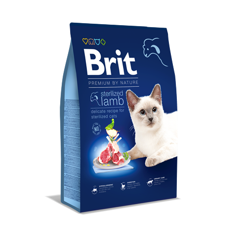 Brit Premium By Nature Kısırlaştırılmış Kediler İçin, Kuzu Etli Kuru Mama 8 kg