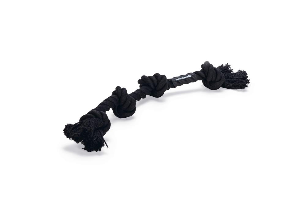 Beeztees Köpek Oyuncağı, Dört Düğümlü Diş İpi, Pamuk İplerden, Siyah, 40x5,5x4,5cm, 140gr