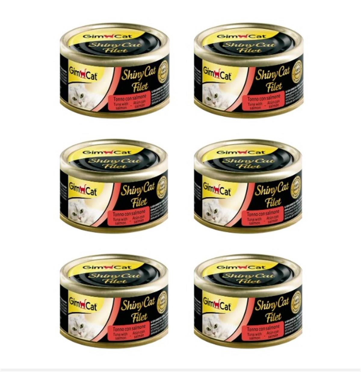 Gimcat Shinycat Tuna Balıklı Somonlu Kedi Konsevesi 6x70 Gr