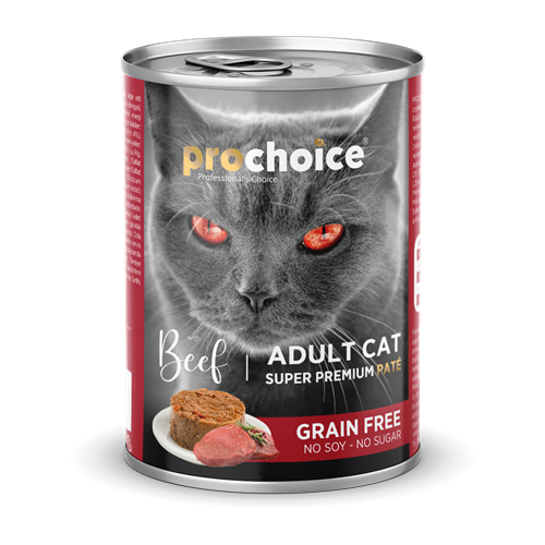 Prochoice Yetişkin Kediler İçin, Tahılsız, Sığır Etli Ezme Konserve 12x400 gr