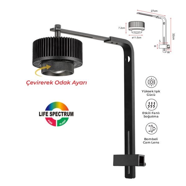 Coco 38W Odak Ayar Led Akvaryum Aydınlatma 115x72 Mm