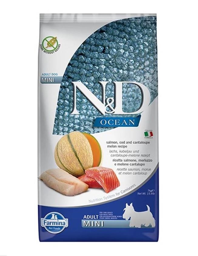N&D Ocean Somon ve Morina Kavunlu Mini Irk Köpek Maması 2,5 Kg