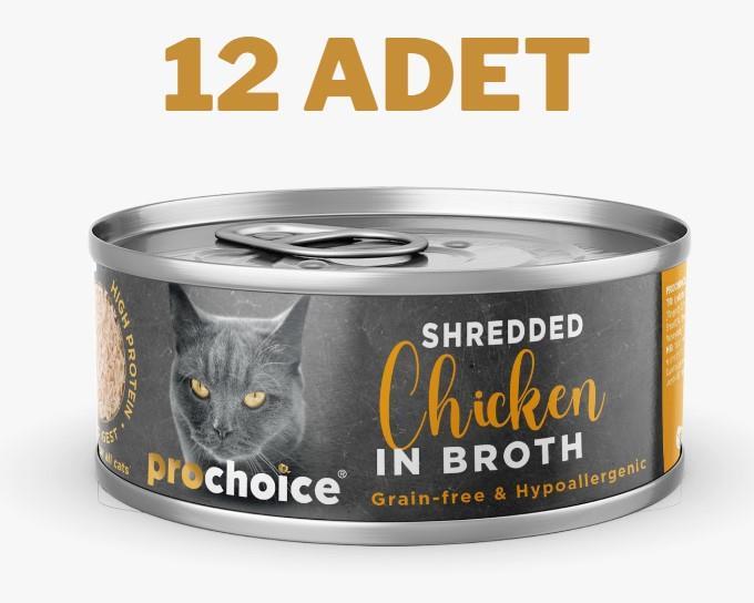 ProChoice Deluxe Shredded Chicken Kedi Konservesi 12x70 gr