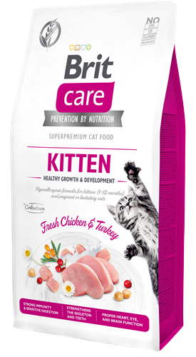 Brit Care Yavru Kediler, Hamile Veya Emziren Kediler İçin, Tahılsız, Hipoalerjenik, Taze Tavuk Ve Hindi Etli Kuru Mama 7 kg